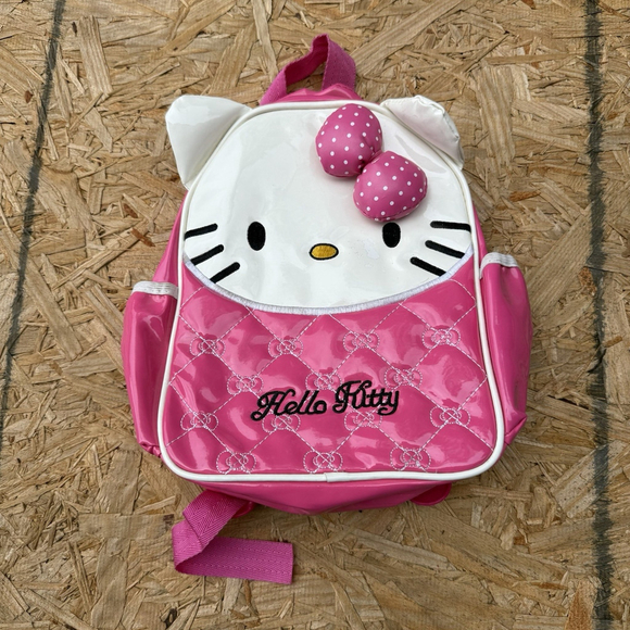 Hello Kitty Pink Backpack Quilted Bow Design Kids Girls School Bag Small Vinyl - Picture 1 of 7